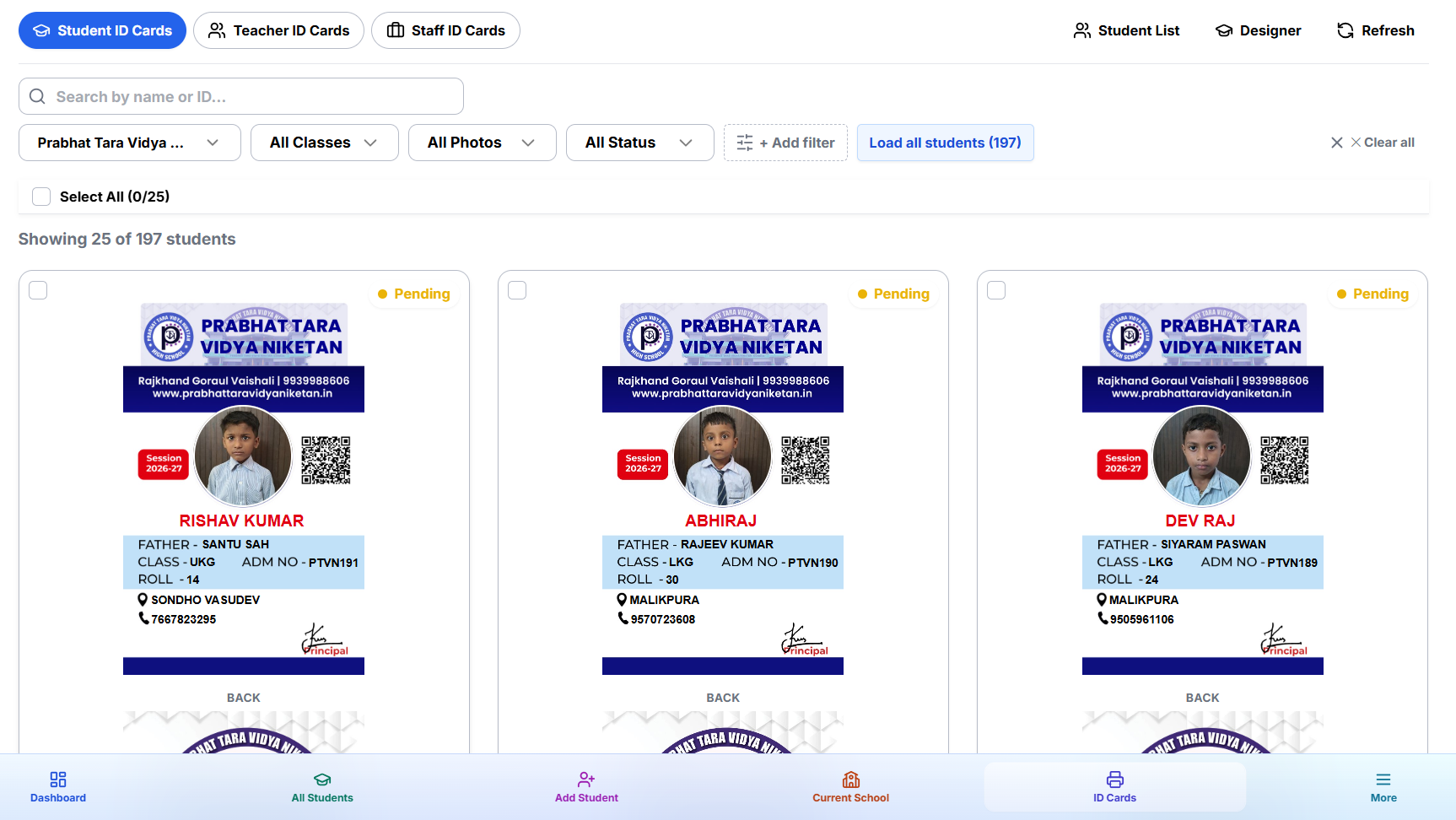 ID Card Master — Generated student ID cards ready to print